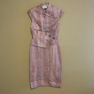 Karen Millen Vintage Pastel Pink Asian Inspired Dress